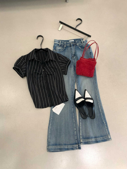 Vintage Striped Color-Block Shirt 复古条纹撞色衬衫*2 Colors