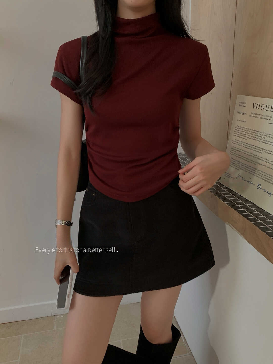 Half-high Collar Ultra-flattering Short Sleeve T-shirt 半高领超美体态短袖T*10 Colors