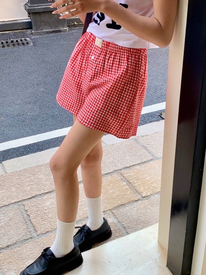 Retro Check Casual Shorts 慵懒风复古格子休闲短裤*2 Colors