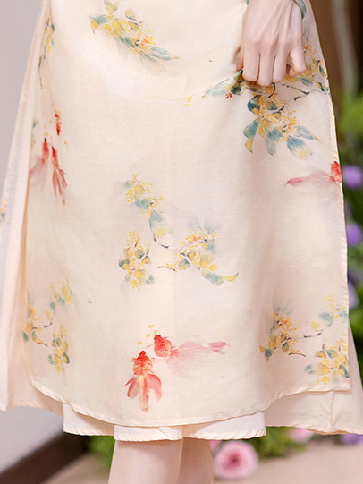 Real Shot New Model College Entrance Exam Cheongsam National Style Improved Printed Dress