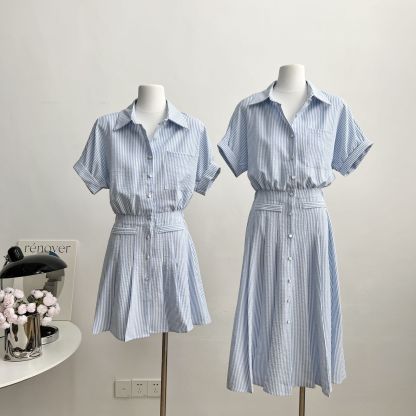 Nina Striped Shirt Dress 文艺范~条纹衬衫连衣裙*2Colors