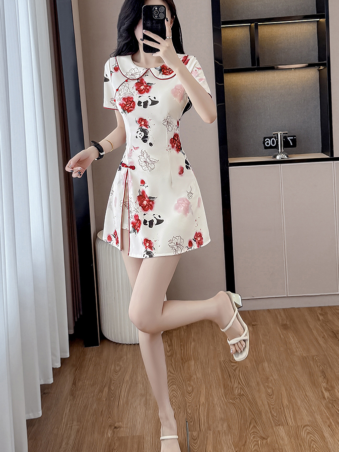 熊猫图案中式2件套