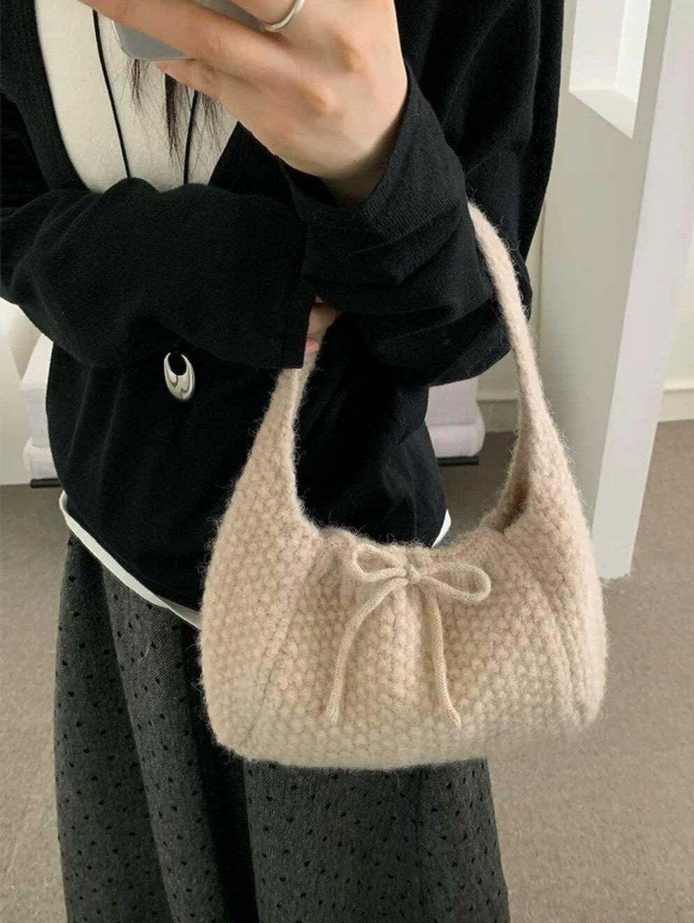 Ins Knitted Bow Handbag 复古麻花手提包*5 Colors