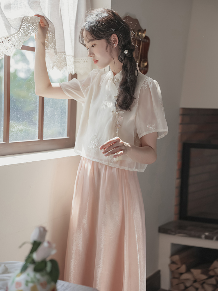 Half Skirt Sweet Set Cheongsam 新中式仙女半身裙甜美套装