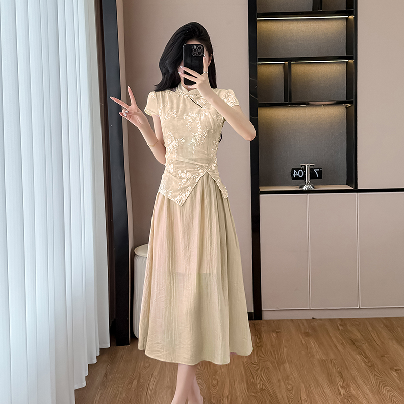 Floral Embroidery Layered Dress 小花刺绣假两件连衣裙*2 Colors