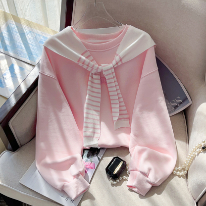 Real Shot Spot ~ 2024 Autumn and Winter New Korean Style Thin Two-Piece Suit Shawl Bow Embroidered Sweater Women