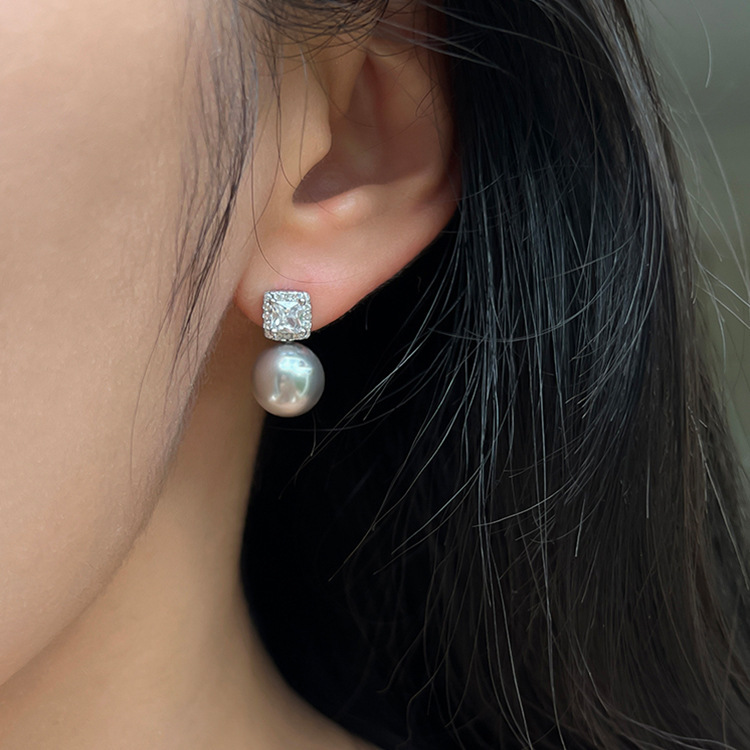 Moonlit Pearl Drops 珍珠锆石耳环*2 Colors