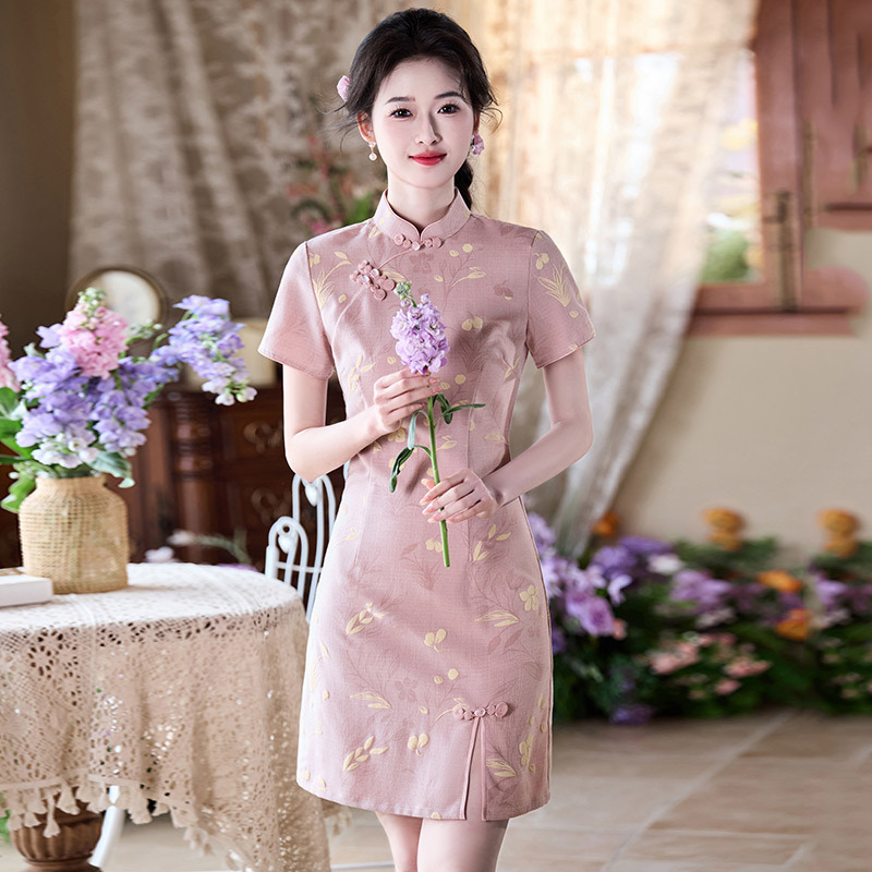 National Style New Chinese Style Short Cheongsam Improved Young Style 2025 New Girl Retro Short Sleeve Small Size Summer