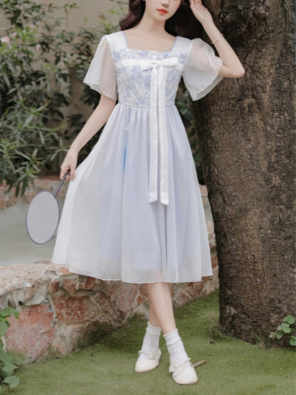 New Chinese Floating Flower Jiangnan Improved Hanfu Embroidery Tassel Gentle Vacation Skirt Fairy Dress