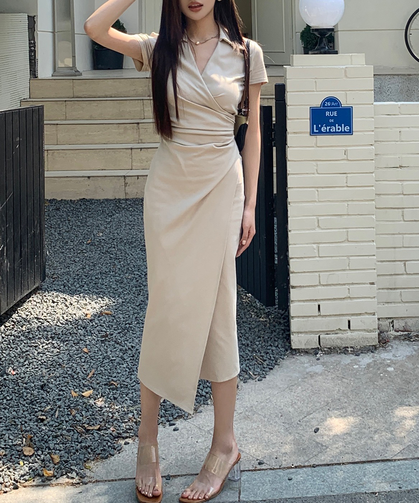 Classy OL Asymmetric Dress 气质OL风不对称连衣裙*2Colors