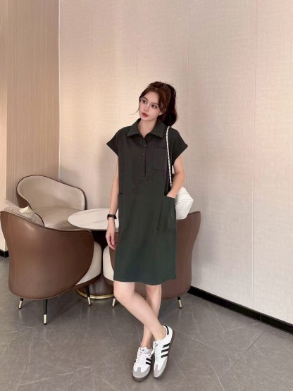 Polo collar pocket dress