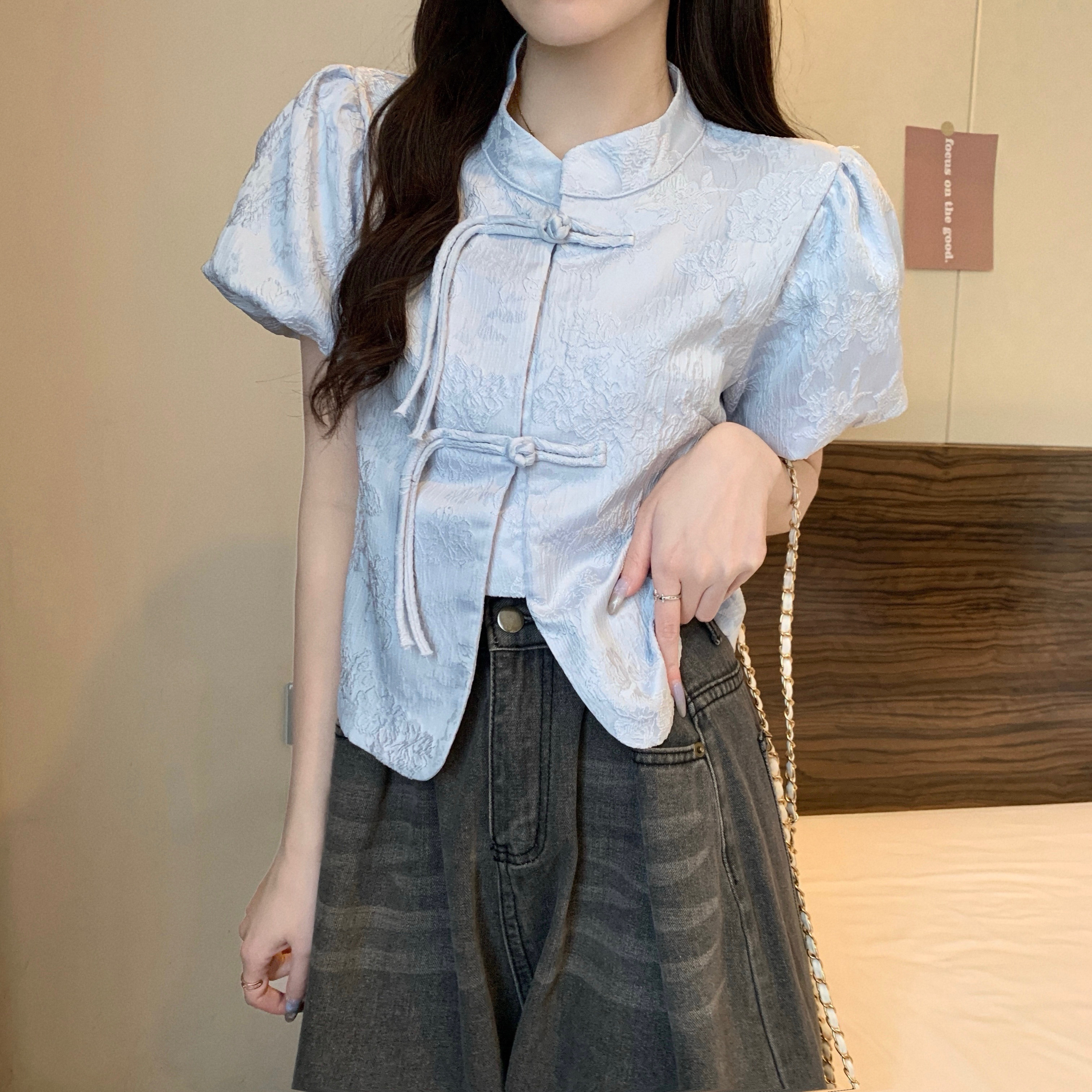 提花泡泡袖衬衫 Jacquard Puff Sleeve Top*5 Colors