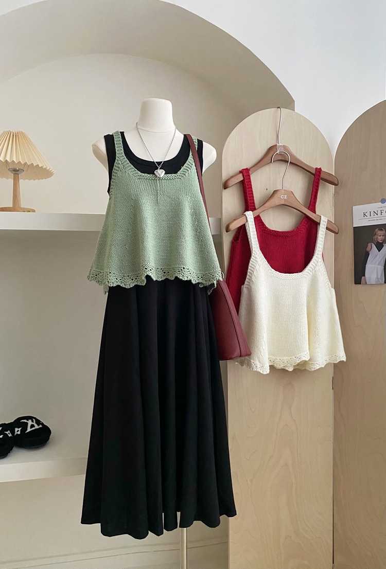 Woven Texture Cami Top 木耳边编织吊带背心*4Colors