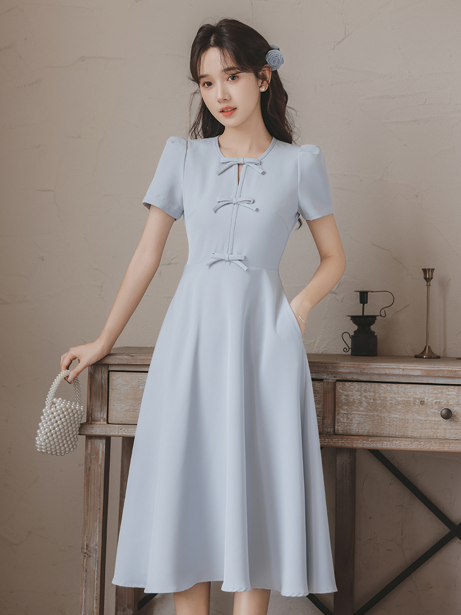 New Chinese Style Improved Cheongsam Dress Women's Summer High Sense Temperament Waist-Controlled Slimming Dress 50