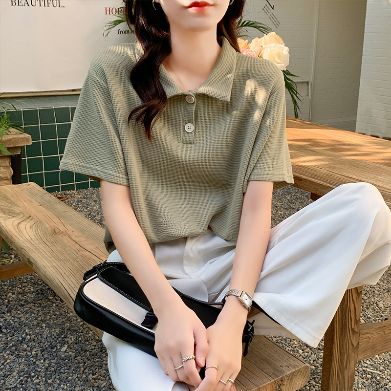 Oversized Waffle Polo Shirt 华夫格宽松Polo衫* 4 Colors