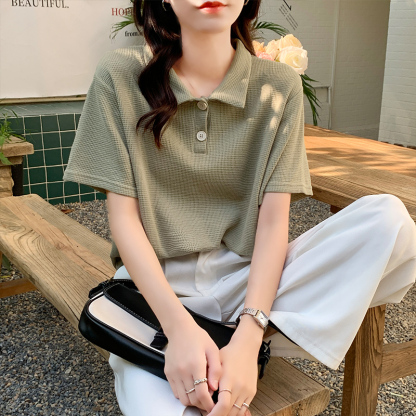 Oversized Waffle Polo Shirt 华夫格宽松Polo衫* 4 Colors