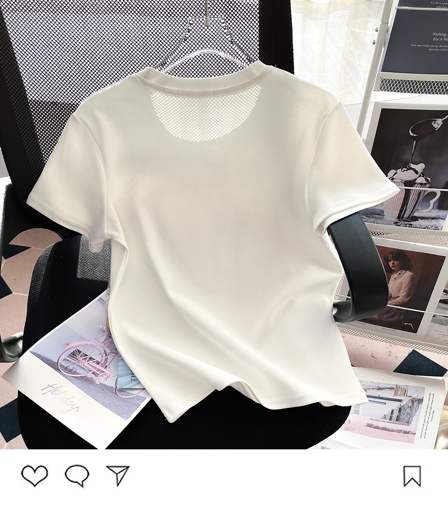 Real Shot Spot High Quality ~ Pure Cotton Shoulder Design Sense Towel Embroidery Flower Graffiti Letter Short Sleeve T-shirt Casual