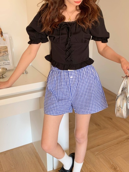 Retro Check Casual Shorts 慵懒风复古格子休闲短裤*2 Colors