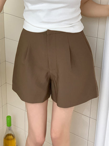 Flared Pleated Casual Shorts A字打褶宽松短裤*2Colors