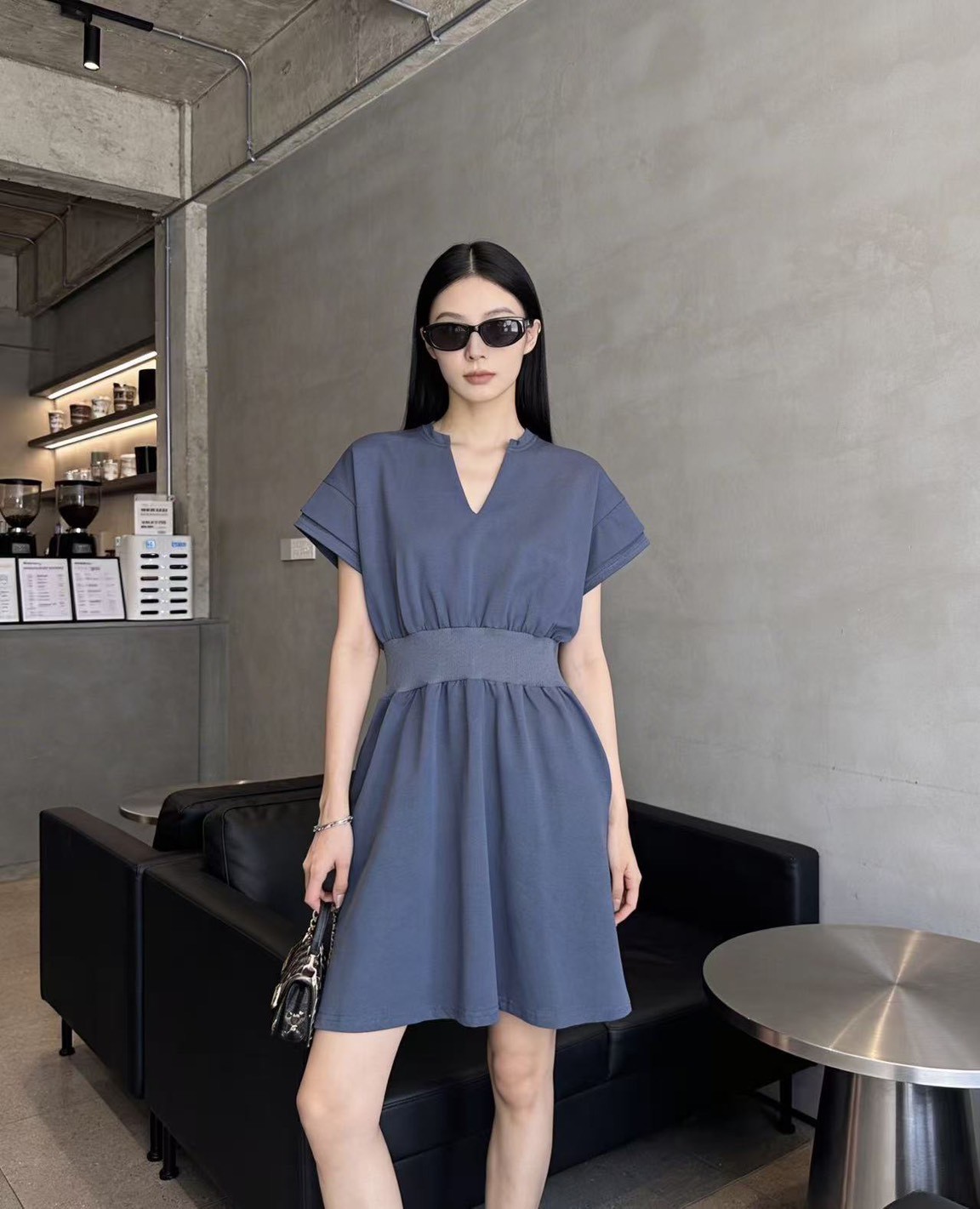 V-Neck Waist-Cinched Dress V领收腰连身裙*5 Colors