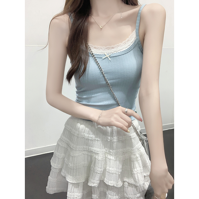 Double Tier Bow Strap Camisole 蝴蝶结双层吊带背心*3 Colors