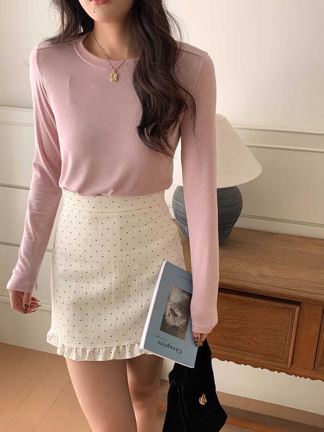 Ruffled Polka Dot Midi Skirt