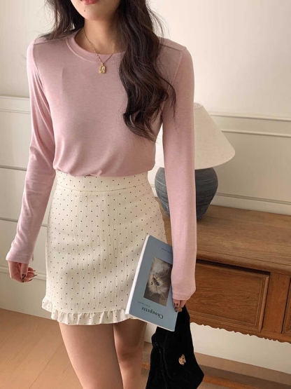 Ruffled Polka Dot Midi Skirt