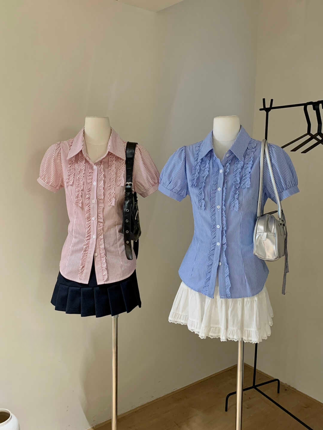 木耳边短袖衬衫*2 Colors