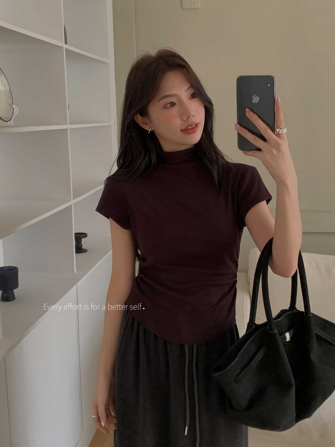 Half-high Collar Ultra-flattering Short Sleeve T-shirt 半高领超美体态短袖T*10 Colors