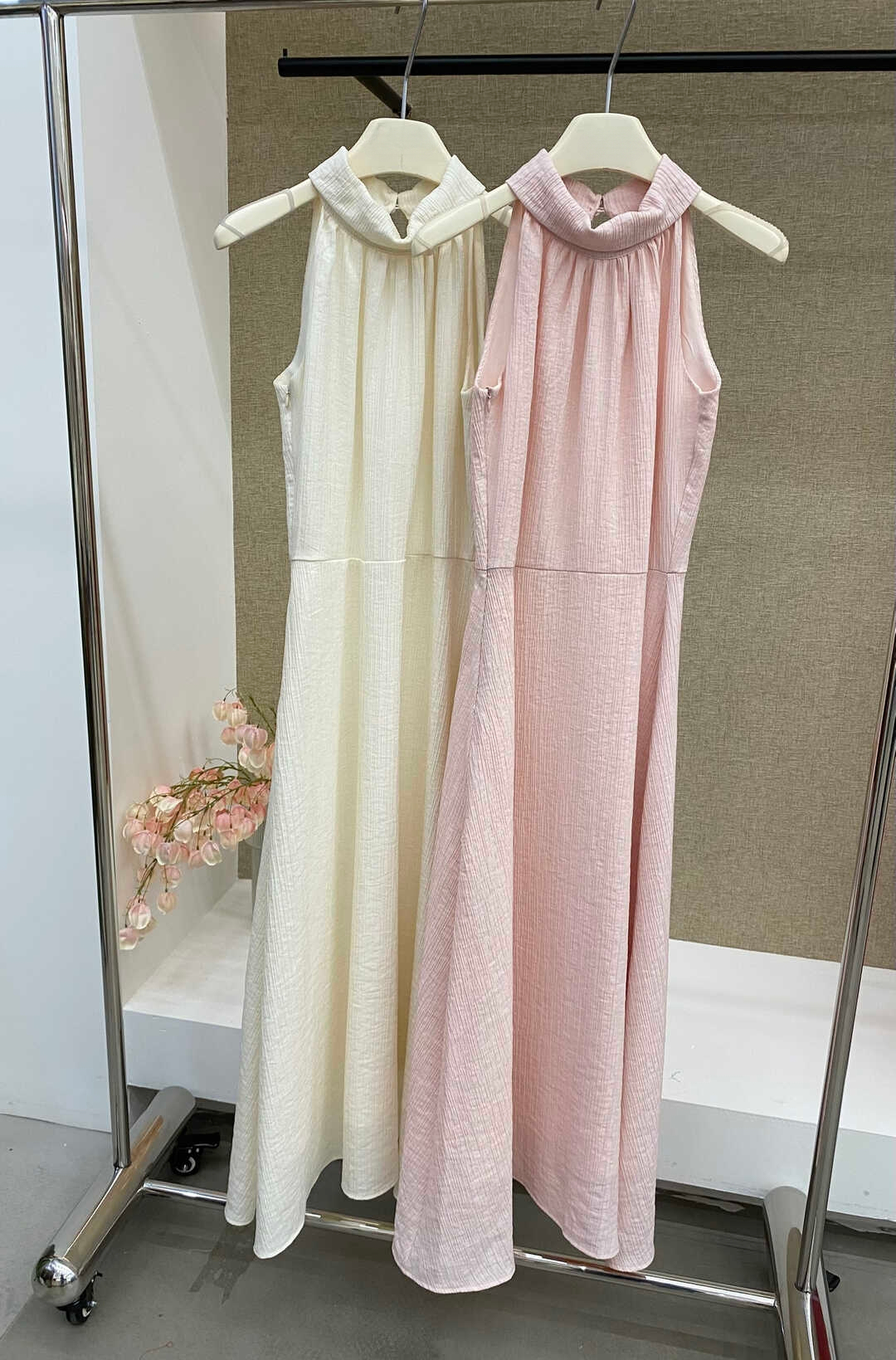 Glazed Texture Halter Neck Jumpsuit