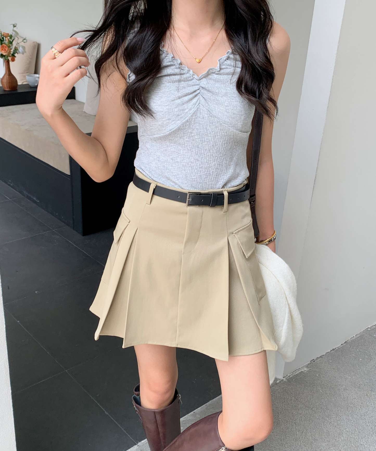 Pocket Mini Skirt 口袋短裙~配腰带*2 Colors