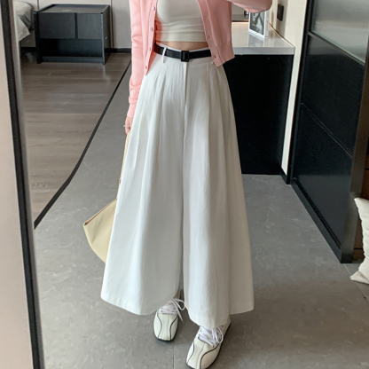 Cotton High-Waist Loose Pants 洗水棉高腰宽松长裤*3 Colors