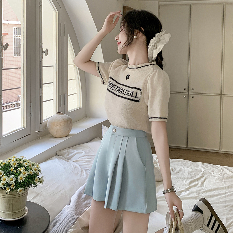 Pearl Button Pleated Blouse 珍珠扣百褶短款*3 Colors