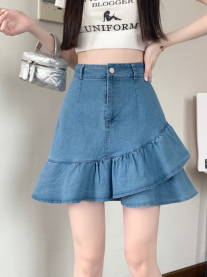 Stretch Sweet Lady A-Line Skirt 荷叶边短裙