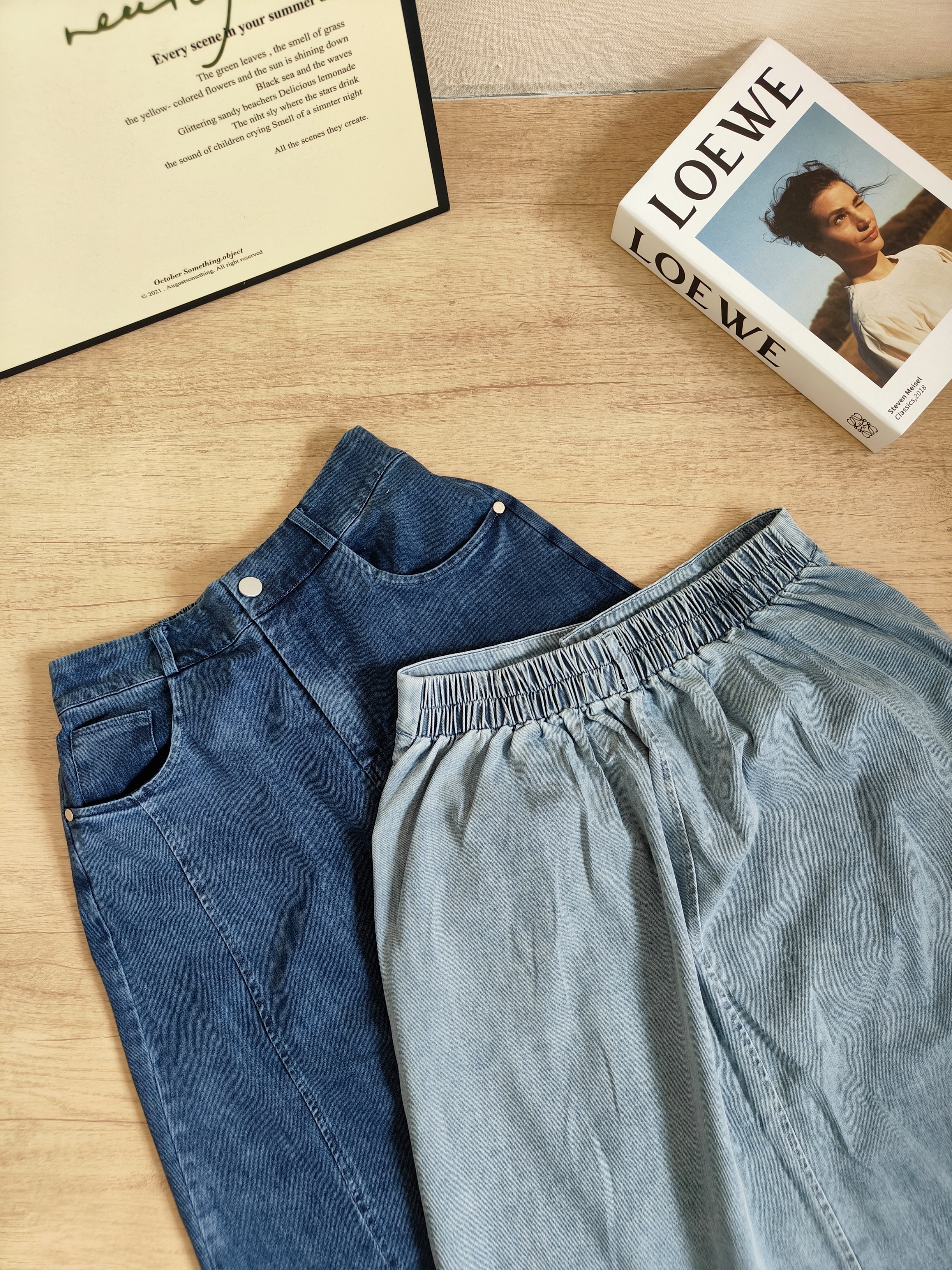 LINEA Washed Denim A-Line Slit Skirt 水洗牛仔开叉A字半身裙*2 Colors