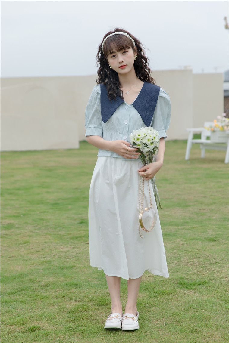 法式复古大翻领短款衬衫* 2 Colors