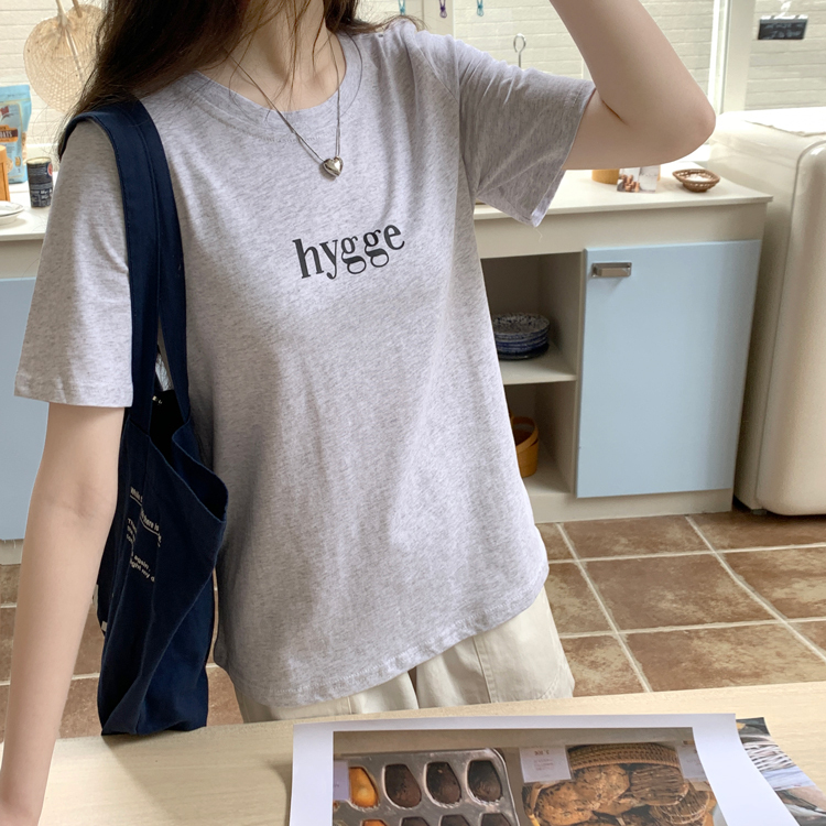 2025 Korean Version Simple Personality Letter Print Casual T-Shirt Summer Versatile Loose Short Sleeve Top for Women