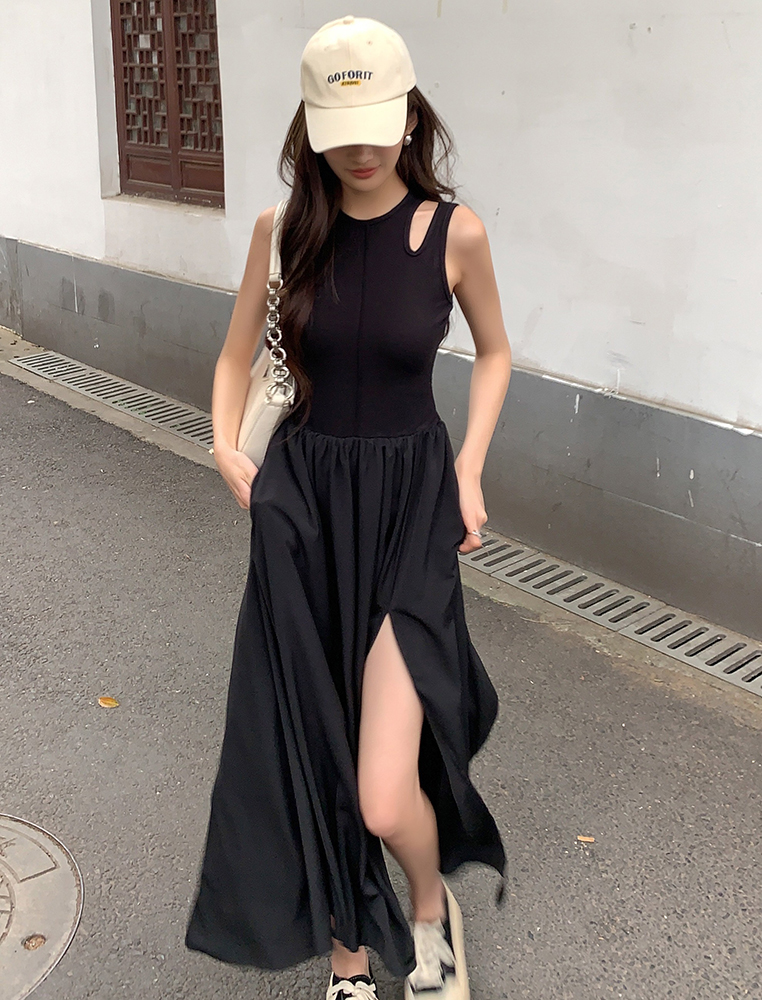 Slit Cut Vest Dress  挖空背心开叉连衣裙