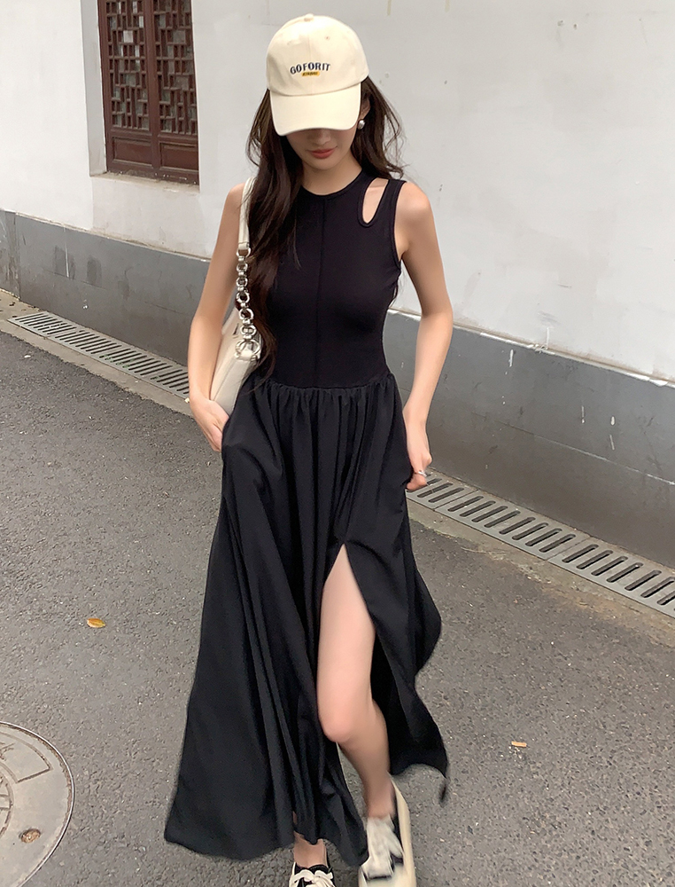 Slit Cut Vest Dress  挖空背心开叉连衣裙