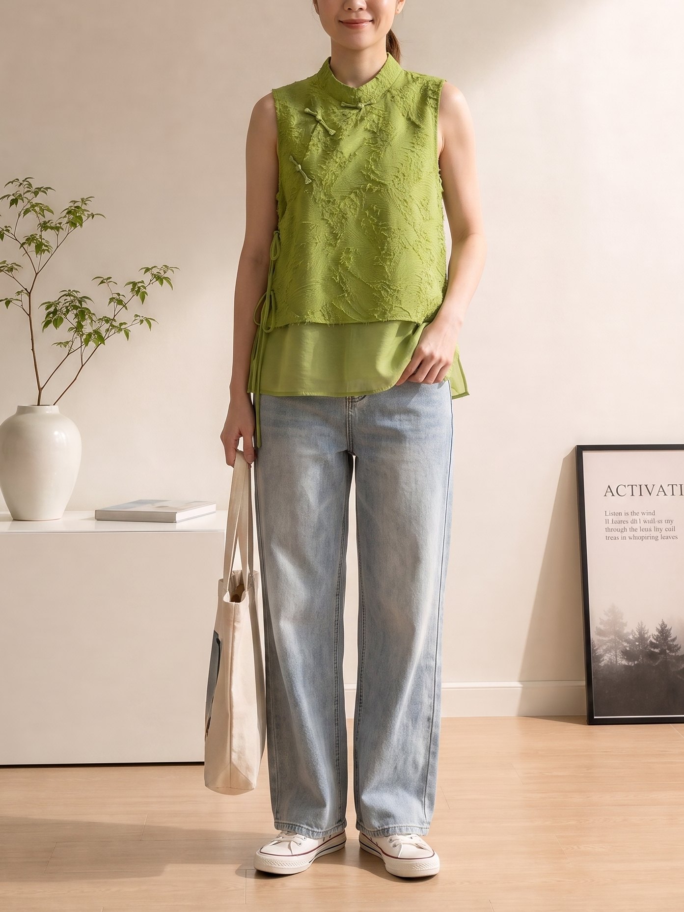 SIGNATURE Jacquard Tie Vest 揉月提花系带上衣*3 Colors