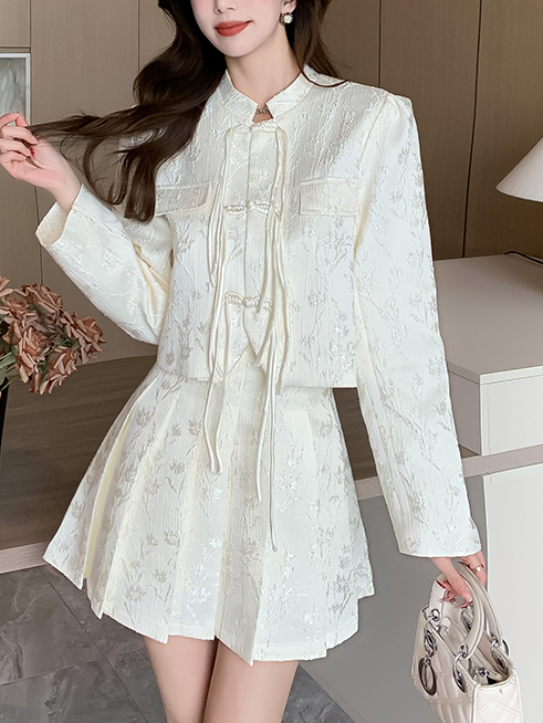 Long Sleeve Pleat Skirt Two-Piece Set 长袖百褶裙2件套* Size S