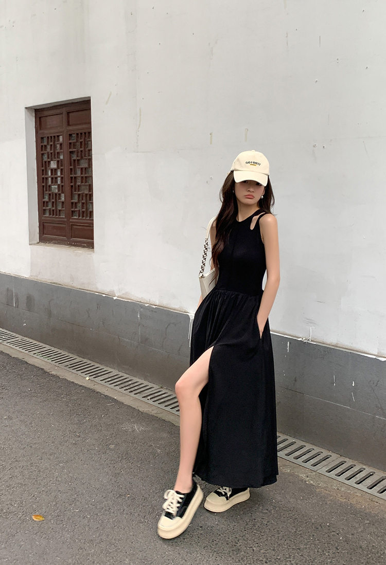Slit Cut Vest Dress  挖空背心开叉连衣裙
