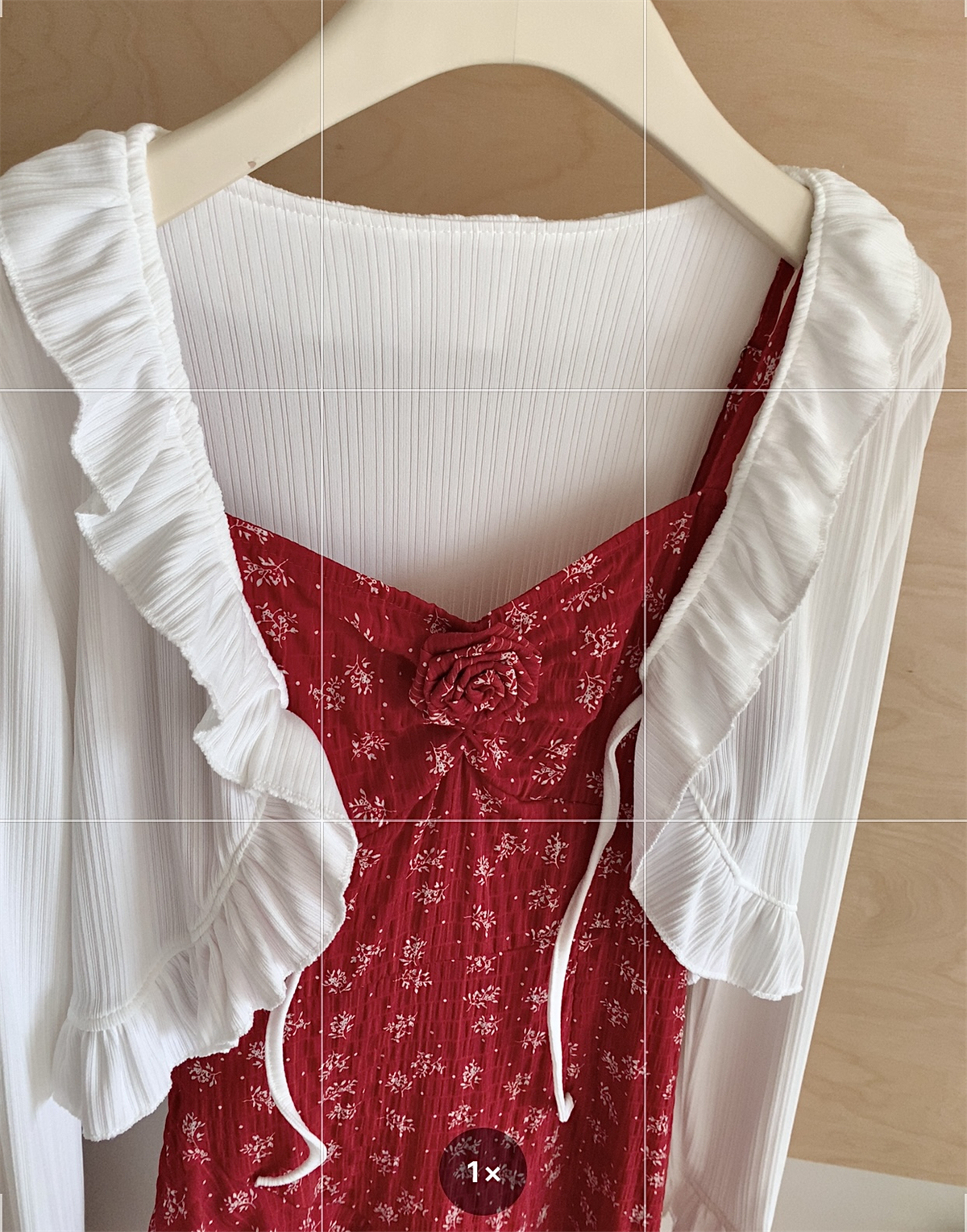 Q Girl's Home Undefined Floral Dress/French Style Stunning Red Spaghetti Strap Dress Irregular Slit Long Dress