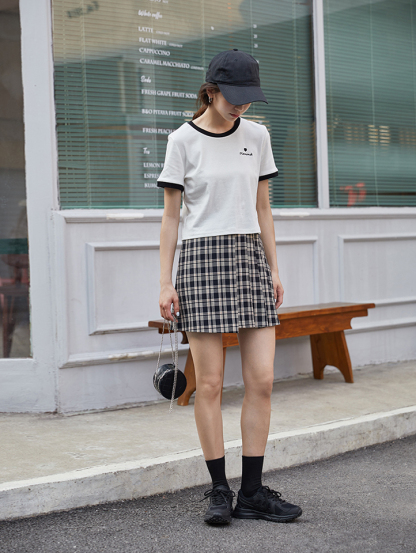 Contrast Border Crop Top 撞色边短款T恤