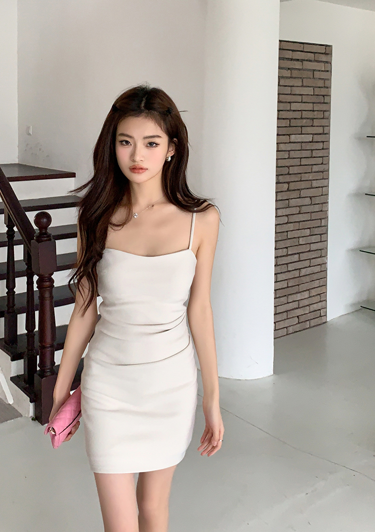 Real Shot 2025 Summer New Short Dress Sexy Short Dress European and American Simple Elegant Strap Dress for Women