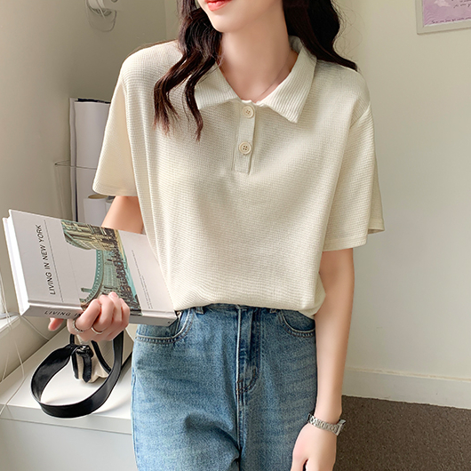 Oversized Waffle Polo Shirt 华夫格宽松Polo衫* 4 Colors