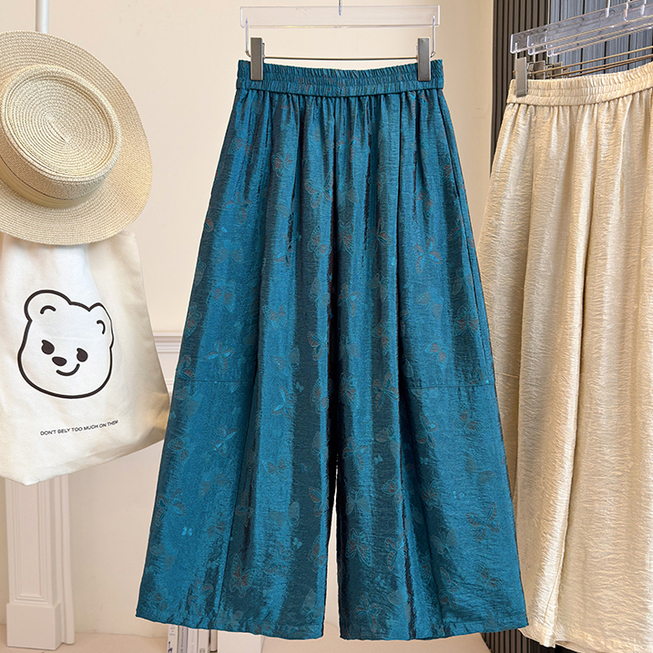 VELVÉ Jacquard Wide-Leg Pants 提花琉璃絲麻八分阔腿直筒裤*4 Color