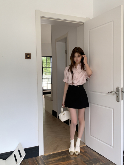 One-Button Short Skirt 一粒扣短款裤裙