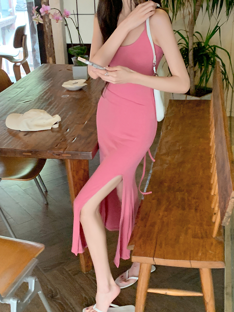 Hot V-Back High-Cut Long Skirt 性感辣妹露背开叉长裙 *2Colors