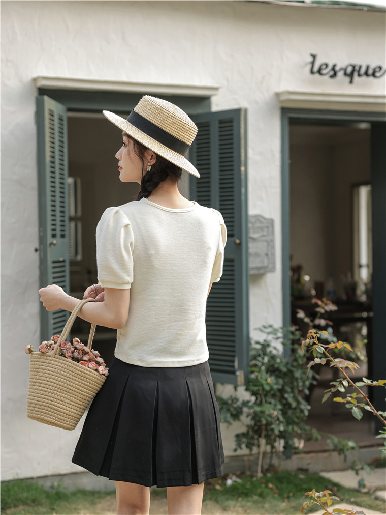 Knot Puff Sleeve T-shirt 纽结泡泡袖T恤 * 3 Colors